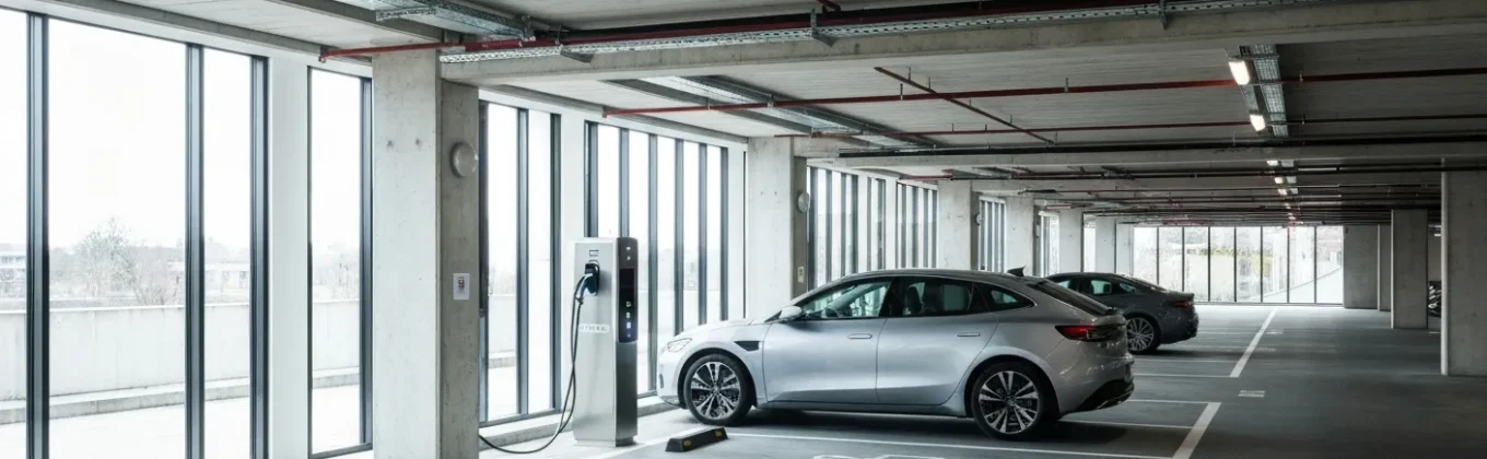 Laadpaal geplaatst bij parkeerplaats in ondergrondse garage van een VvE-appartementencomplex