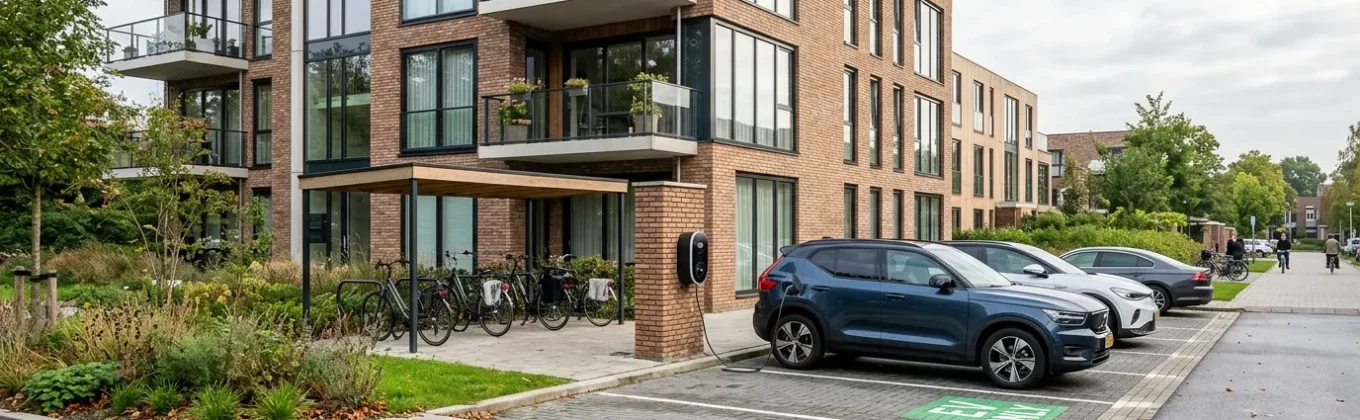 Slimme laadpaal bij appartementencomplex helpt netcongestie beperken voor vastgoedeigenaren