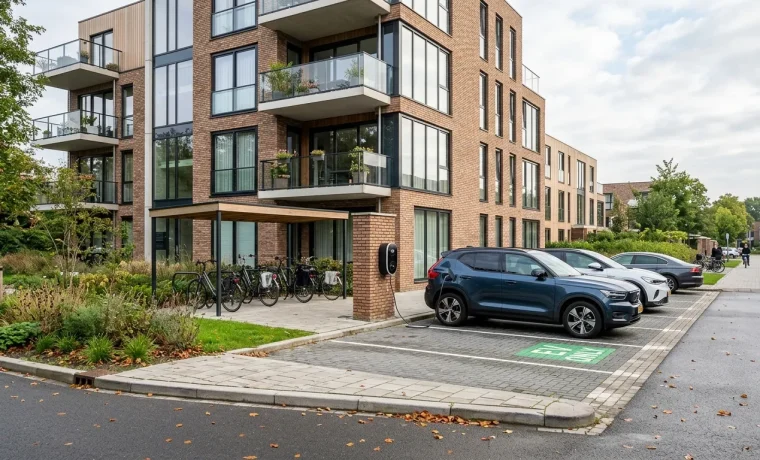 Slimme laadpaal bij appartementencomplex helpt netcongestie beperken voor vastgoedeigenaren