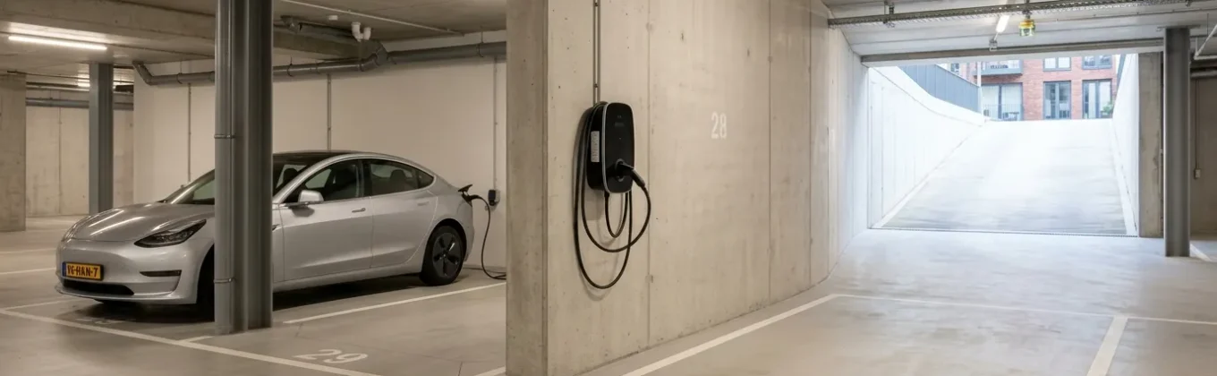 Laadpaal in parkeergarage van appartementencomplex, relevant voor jurisprudentie laadpaal VvE